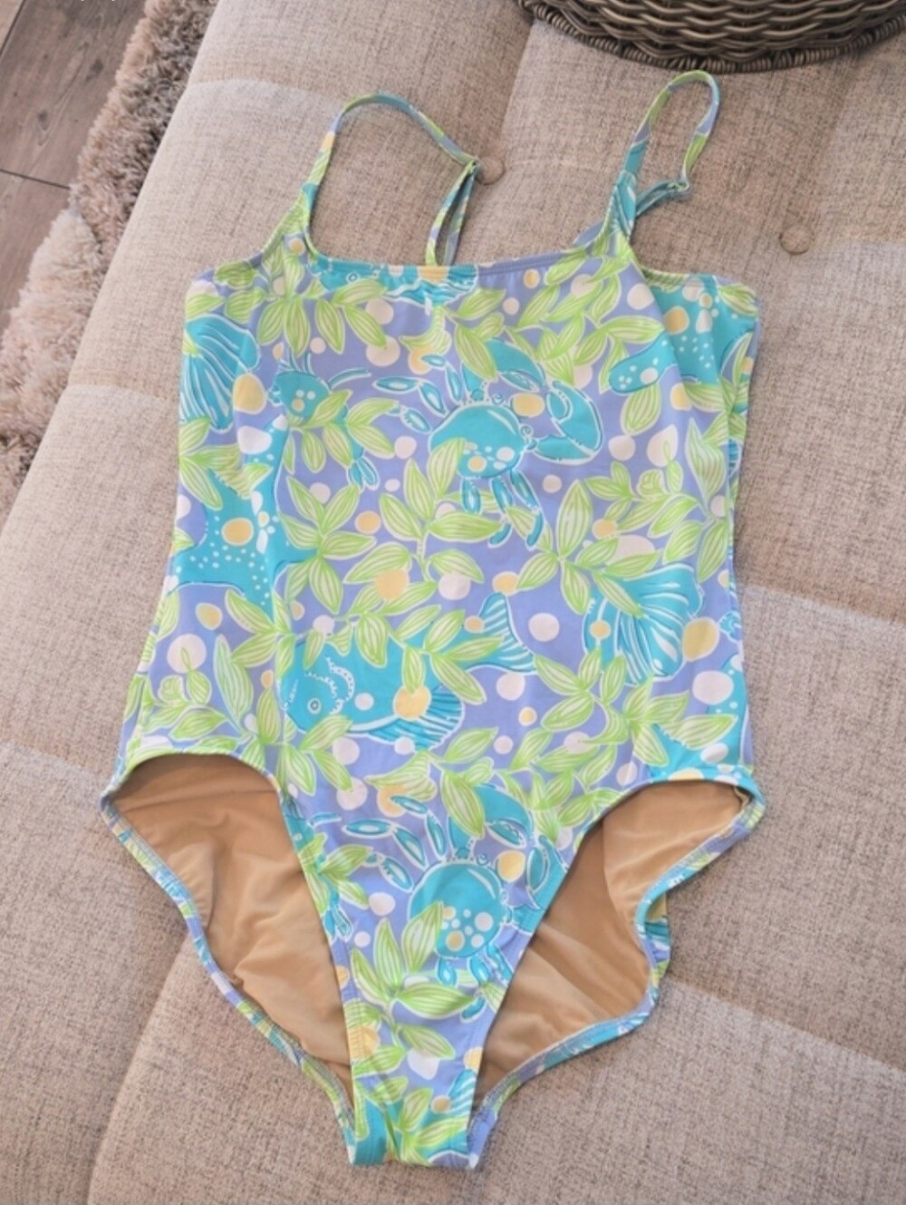 Lilly Pulitzer Blue & Lime Floral One-Piece Swimsuit